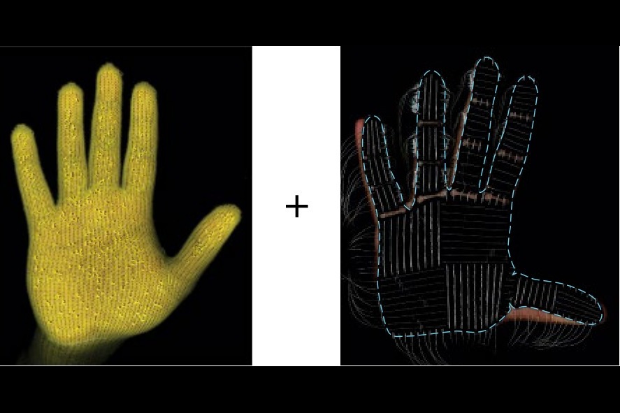 Knitted glove with a tactile sensor array